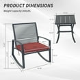 thumbnail image 2 of Outdoor Patio Bistro Metal Rocking Conversation Set with Table, Weatherproof Rope & Steel, Removable Cushion Covers, Anti-Tip Rocking Chairs for Balcony Porch, 2 of 7