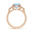 thumbnail image 2 of ANGARA Natural Round 2.3 ct Aquamarine and Diamond Three Stone Engagement Ring in 14K Rose Gold for Women (Size-9mm) | March Birthstone, Anniversary, Jewelry Gift for Women | Natural Aquamarine Ring, 2 of 9