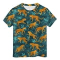thumbnail image 5 of KPOPLK Kids Striped T Shirt Boys Short Sleeve Crewneck Top Summer Casual Tee with Fun Graphic Shirt Size 3-4 Years,Dark Green, 5 of 5