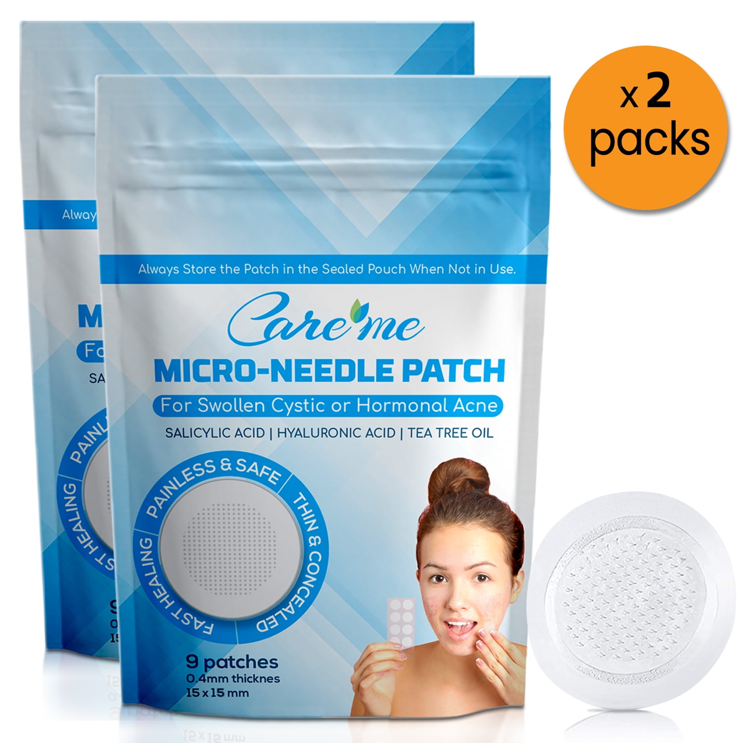 Microneedle Acne Pimple Patches by Care Me for Cystic or Hormonal Inflammed Zits Blemishes