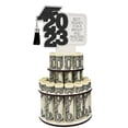thumbnail image 2 of Deyuer Graduation Cake Topper Shiny Sequin Money Theme Best Wishes Season Two Layers 2023 Graduation Party Cake Layered Wallet Party Decor Supplies,Black, 2 of 8