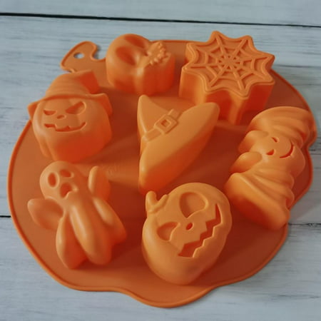 

Halloween Cake Mold Dessert Silicone Mold Pumpkin Ghost Spider Net Wizard Hat Bat Mold for Cake Fondant Chocolate Candy Cookie Clay