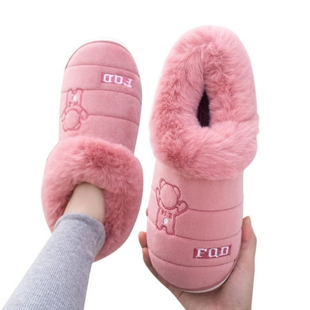 

Sehao womens flat dress shoes Women Slippers Autumn And Winter Fashion And Comfortable Cartoon Cute Bear Thickened Warm Non Slip Chemical fiber womens winter shoes