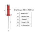 thumbnail image 2 of Unique Bargains 5mm x 25mm Aluminum Open End Flat Round Head Blind Rivets, Red 25 Pack, 2 of 5