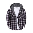 thumbnail image 4 of Wuxian Men's Flannel Hoodie Shirts Casual Button Down Plaid Shirt Jackets For Men Long Sleeve Stylish Hooded With Pockets, 4 of 6