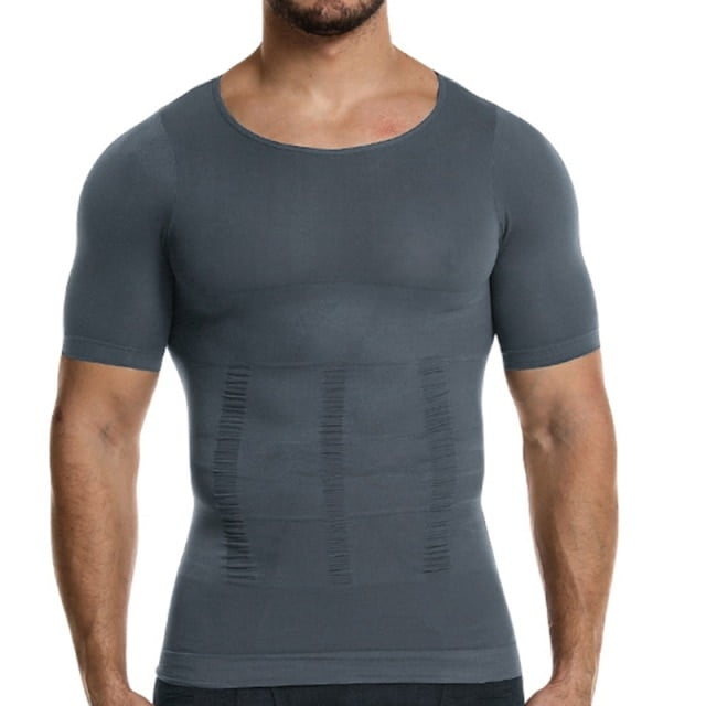 Men Body Toning Body Shaper Corrective Posture Shirt Slimming Belt Abdomen Fat Burning Corset(Black,XXXL) -