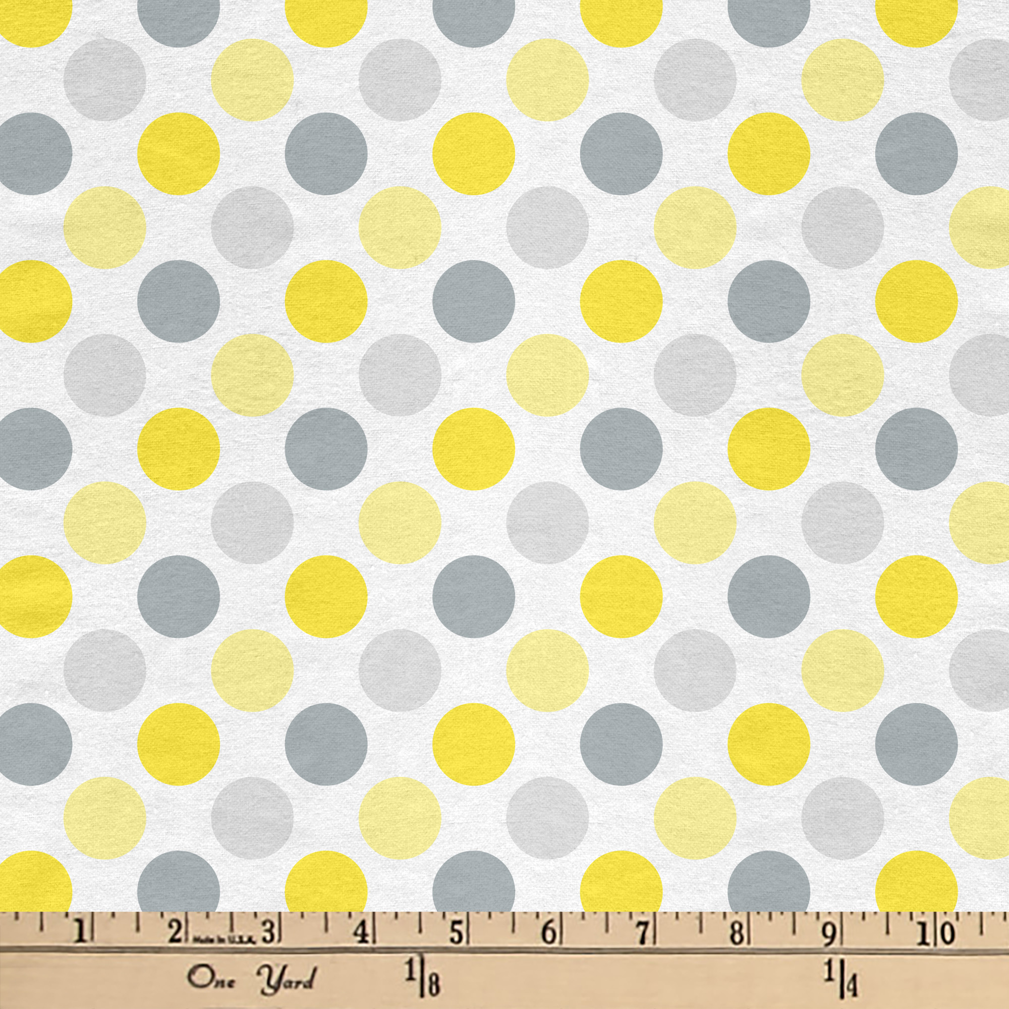 Mainstays 42" Light-weight Flannel Fabric Sweet Dots by the Yard, Gray/Yellow