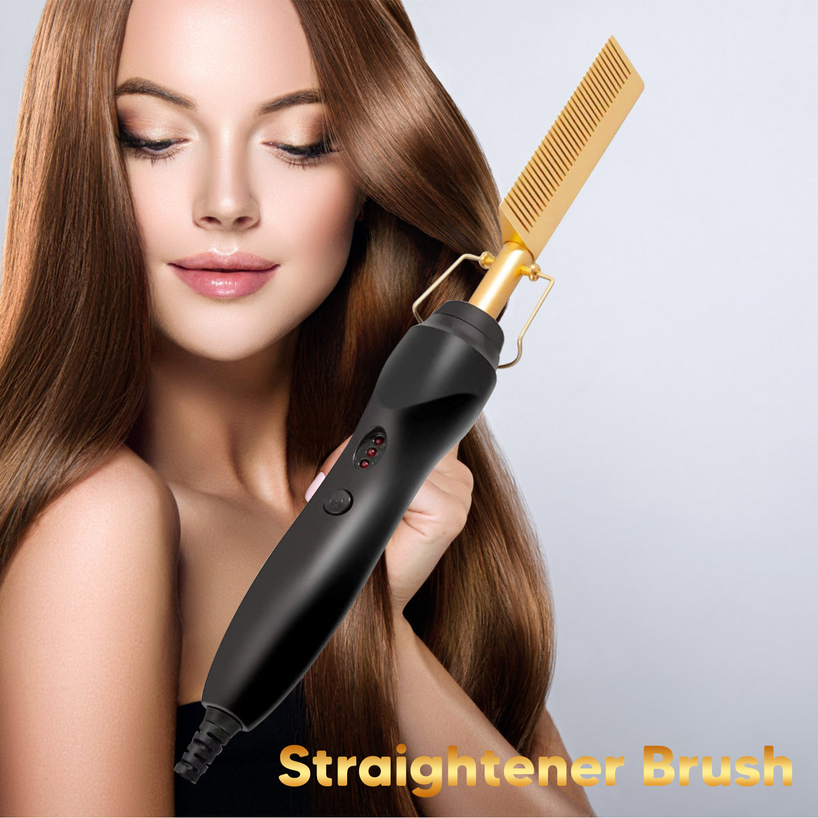 Portable Fast Heated Electric Straightener Brush Beard/Hair Comb