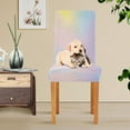 thumbnail image 4 of Yayeee 2 Pack Dining Chair Covers Stretch Parson Chairs Slipcovers Seat Protector, Pink Wavy Striped, 4 of 6