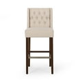 thumbnail image 4 of Leeandre Contemporary Wingback Fabric Barstools, Set of 2, Beige and Espresso, 4 of 8