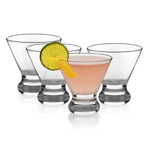 Libbey Cosmopolitan Stemless Martini Glasses, 8.25 Oz Dishwasher Safe Martini Glasses Set of 4, Martini Cups Set for Wedding Registries and More