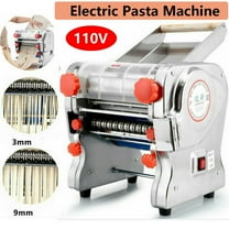 SHANNA Stainless Steel Electric Noodle Pasta Maker Machine Automatic Dough Roller with 24cm Cutter 3mm/9mm Noodles