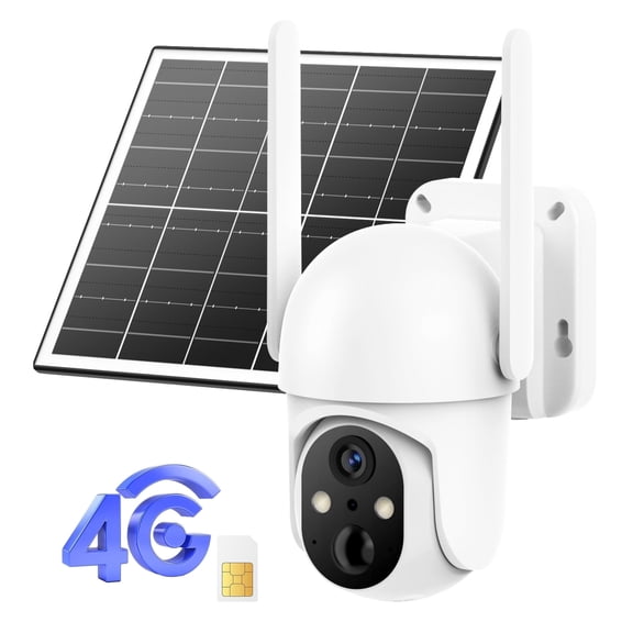 Conico 4G LTE Solar Security Camera Outdoor, 2K PTZ Wireless Security Camera with SIM Card, No WiFi Needed, AI Human Detection, Color Night Vision, 360° View