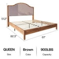 thumbnail image 2 of Merluxy Wooden Platform Queen Bed Frame with Upholstered Headboard Solid Wood Bed, No Box Spring Needed, Brown, 2 of 9