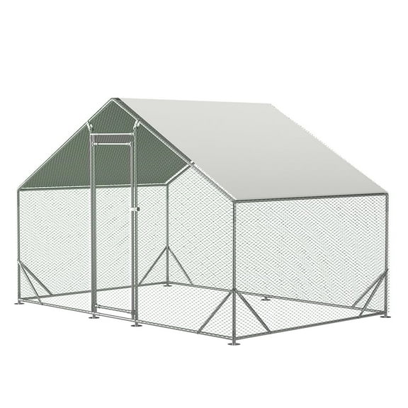 Metal Chicken Coop,Chicken Runs for Yard,Walk-in Poultry Cage Chicken Run Pen Dog Kennel Duck House with Waterproof and Anti-Ultraviolet Cover for Outdoor Backyard Farm Rabbit Small Animal Poultry