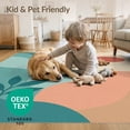 thumbnail image 4 of ODIKA 4'x6' Teal Coral Waves and Serene Sunset Design Washable Area Rug Abstract Oceanic Forms with a Touch of Nature Pet Friendly, Non-Shedding for Bedroom, Reading Nook, 4 of 7