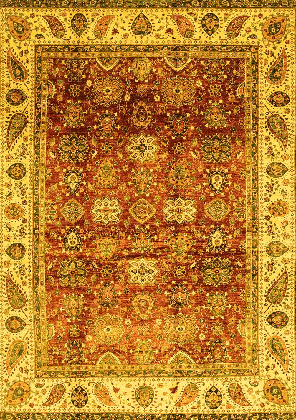 Yellow Rectangular Rug Ahgly Company Indoor Rectangle Abstract Yellow Modern Area Rugs, 8' x ...