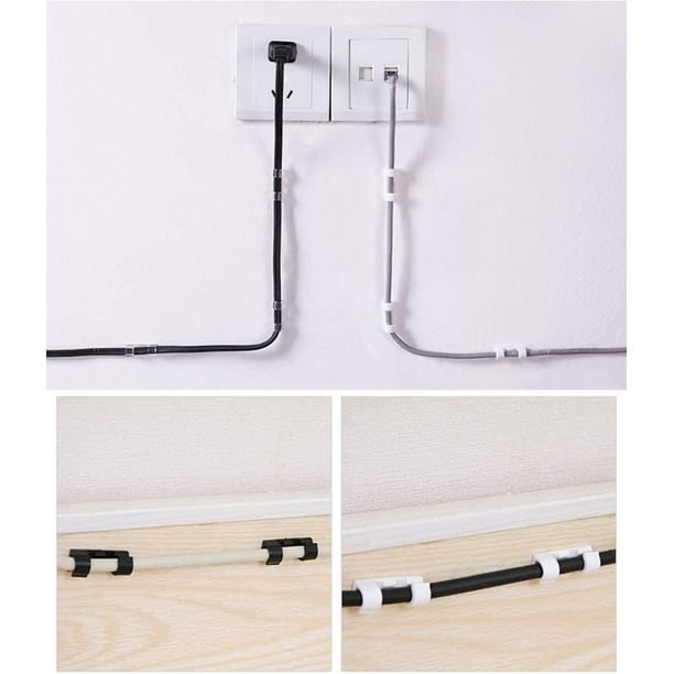 Clips de câble avec auto-adhésif solide, gestion des câbles TV PC support  de fil collant