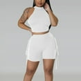 thumbnail image 2 of Women's Fashionable Sexy Casual Shorts Two Piece Set Sleeveless Fringe Round Neck Solid Color Outfit Summer Comfortable Stylish, 2 of 2