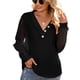 thumbnail image 1 of Camisas informales con cuello en V para mujer, camisas holgadas de punto de manga larga con estilo en forma de rombo para otoño e invierno, 1 of 7
