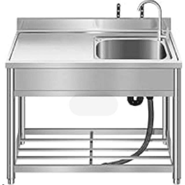 2024 New Stainless Steel Sink, Freestanding Single Sink Commercial Kitchen Sink Set with Worktop Faucet, Commercial Single Bowl Kitchen Prep and Utility Sink for Garage, Restaurant