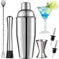 thumbnail image 1 of Kit de coctelería, 6 Piezas Shaker Cocktail Bartender Kit, Utensilios de Bar- con Coctelera de cóctel 550ml, Probeta graduada, Boquillas Vino, Agitador para Hielo, Cuchara Mezcla, para Whisky, 1 of 5