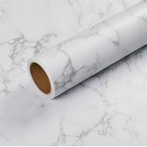 15.8"x118" White Marble Wallpaper, Self Adhesive Contact Paper for Countertop Kitchen Cabinets Bathroom and Furniture Refurbishment, Peel and Stick Waterproof Vinyl Roll Easily Removable
