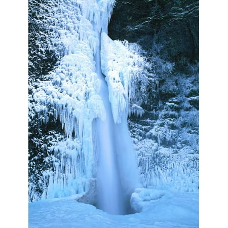 Multnomah Falls Columbia River Winter ice hangs on Horsetail Falls, Columbia River Gorge National Scenic Area, Multnomah County... Print Wall Art ()