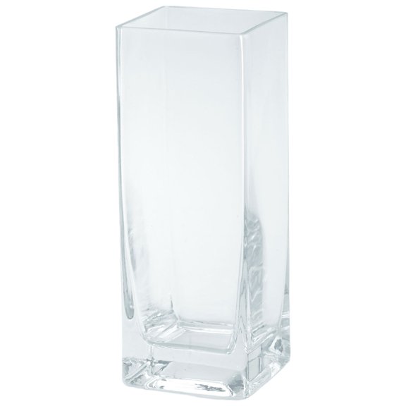CC Home Furnishings 8" Clear Square Thick Glass Pillar Candle Holder