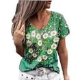 thumbnail image 2 of Leutsin T-Shirt à Col en V d'Été pour Femmes, Décontracté, à Manches Courtes, Imprimé « Love », 2 of 5