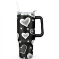 thumbnail image 2 of Black and White Love 40 OZ Tumbler Cup with Lid and Straw for Water Iced Tea Coffee Smoothie and More, 2 of 7