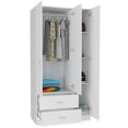 thumbnail image 3 of Bowery Hill Engineered Wood White Armoire Rectangular 70.8"H Unassembled, 3 of 7