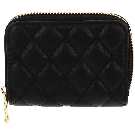 TABLZONE Women's Black PU Card Holder Wallet with Zipper, Compact and Stylish for Daily Use and Everyday Shopping