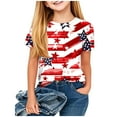 thumbnail image 2 of jobturf Patriotic Shirts for Girls 4th of July Cute Graphic Tees Short Sleeve Summer Tops Party Festival Outfits Size 3-14 Years, 2 of 6