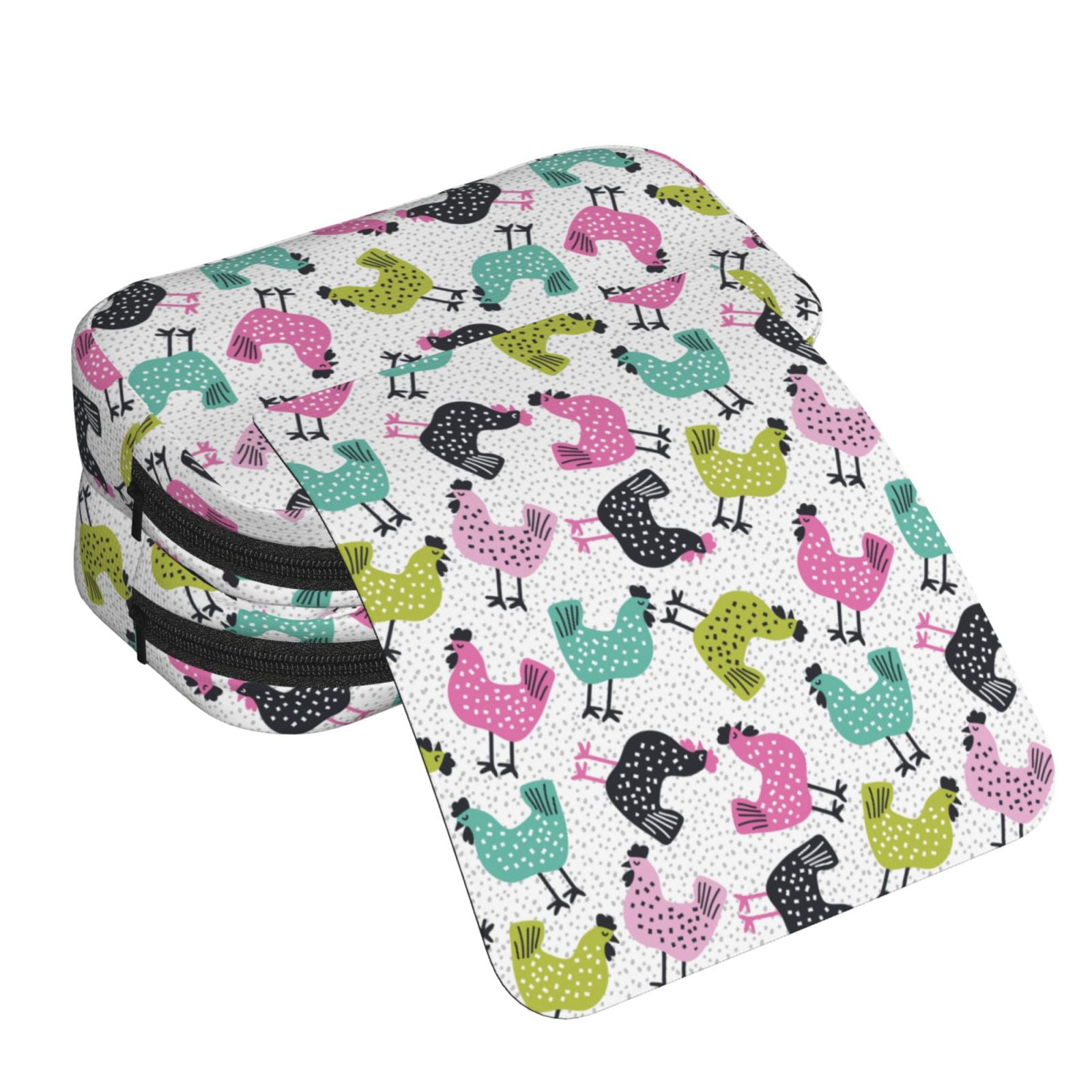 Rateoe Funny Chicken Pattern Double Clamshell Pen Case, Storage Organizer with Two Zipper Compartments– Holds Up to 50 Pencils & Pens
