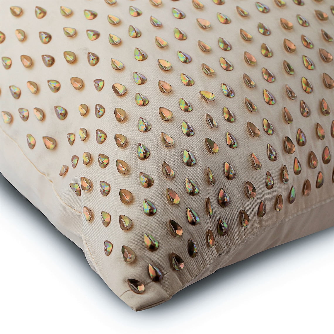 Cream Pillow Cases, Rainbow Beads Pillows Cover, Throw Pillow Covers 18x18 inch (45x45 cm), Square Taffeta Pillowcase, Floral Modern Throw Pillows Cover, Abstract - Drop Of Gold