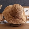 thumbnail image 2 of Womens Floppy Straw Sun Hat, Foldable Wide Brim Summer Beach Hat Packable Roll Up Crochet Bucket Hats for Women, Brown, 2 of 10
