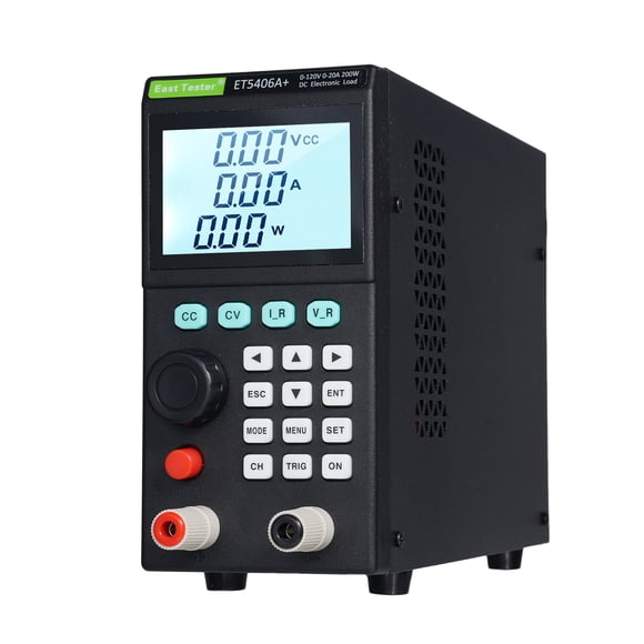 East Tester East Tester ET5406A+ Testeur de Charge Électronique Programmable DC 200W, 0-120V, 0-20A, Mini Analyseur de Batterie avec Test CC/CV, Noir, Options Prise US/EU/UK