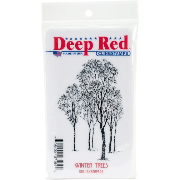 Deep Red Cling Stamp 3"X5" Winter Trees