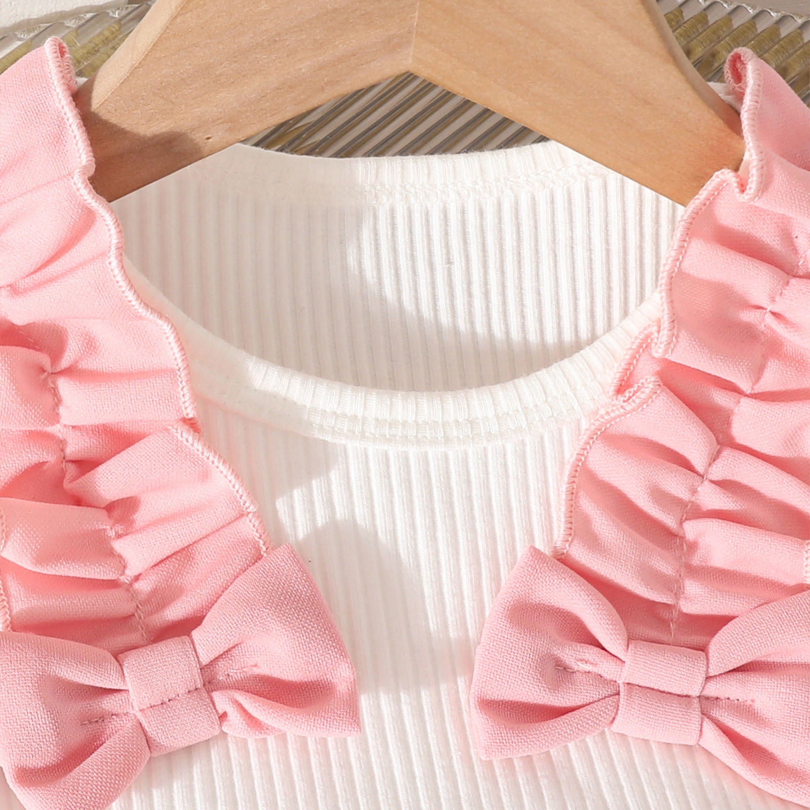 Faraee Toddler Summer Clothes for Girls Baby Ribbed Sleeveless Tops Bow Skort Set with Pockets Infant Cute Casual Outfit (12-18M,Pink)