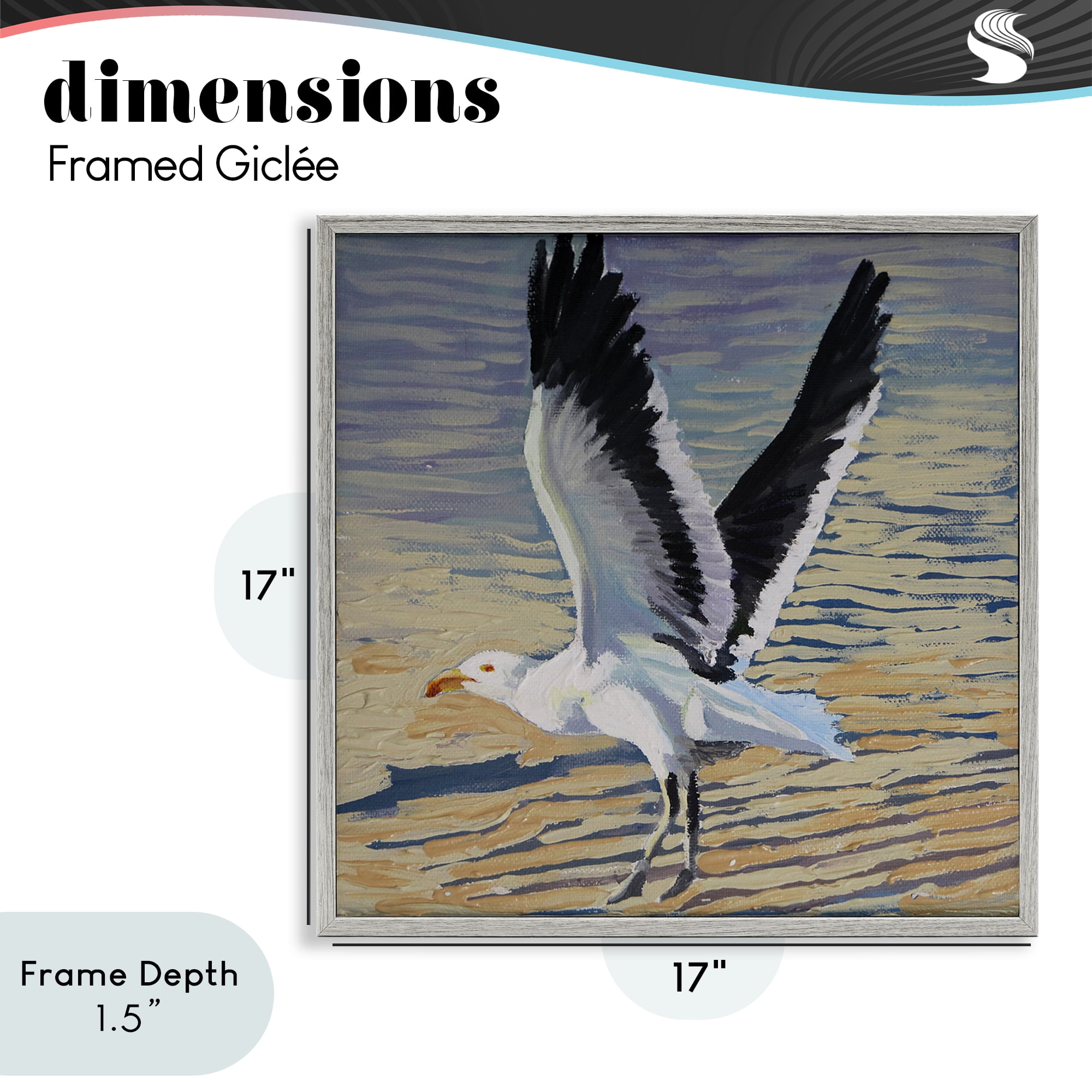 Stupell Industries Seagull Taking Flight Gray Framed Giclee Art, design by Violeta Vollmer