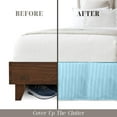 thumbnail image 3 of Elegant Comfort® Luxury 1500 Series Wrinkle Resistant Egyptian Weave Quality STRIPE Bed Skirt / Dust Ruffle - Pleated Tailored 14inch Drop, California King, Aqua, 3 of 5