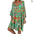 thumbnail image 1 of Vestido de verano de manga larga con cuello en V Vestido de mujer con estampado de tela suelta, verde, XL Monstrate AP002186-28, 1 of 5