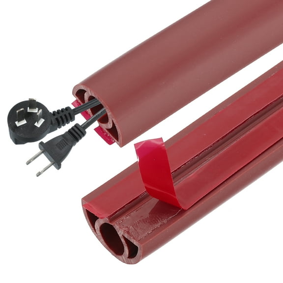 Uxcell Floor Cord Cover 10FT, Self Adhesive Cord Hider Floor Power Cord Protector Extension Cable Management Cable Recess 0.3" W x 0.3" H for Offices Exhibitions, Red