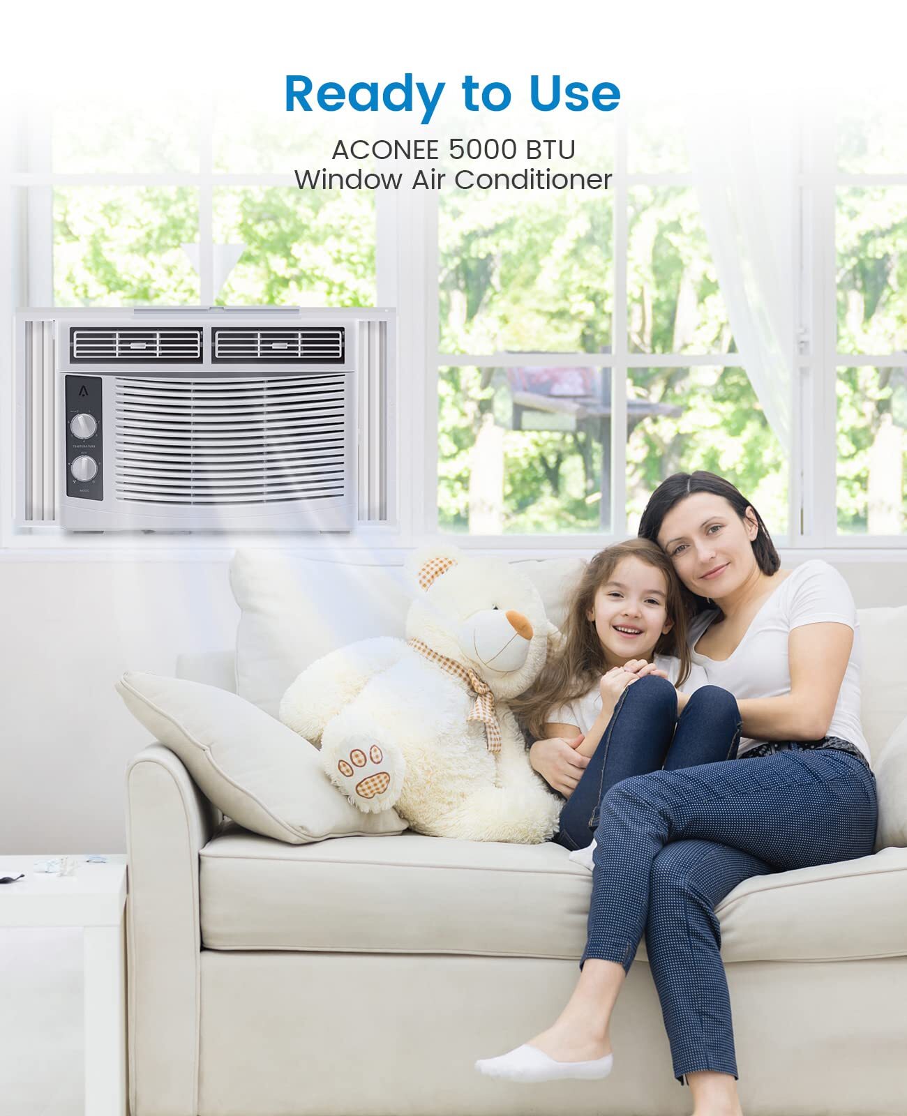 Soonbuy 5000 BTU Window Air Conditioner, 110-115V, Cools 150 Sq.ft