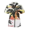thumbnail image 4 of Huresd Hawaiian Shirts for Women Shirt 2024 Hawaiian Tropical Palm Tree Print Button Down Collar Short Sleeve 2024 Summer Beach Luau Party Tops M Black, 4 of 5