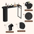 thumbnail image 2 of PHOYAL Fluted Kitchen Bar Table, 55.11" Long Half Oval Counter Height Pub Table for Dining Room Living Room, Black, 2 of 6