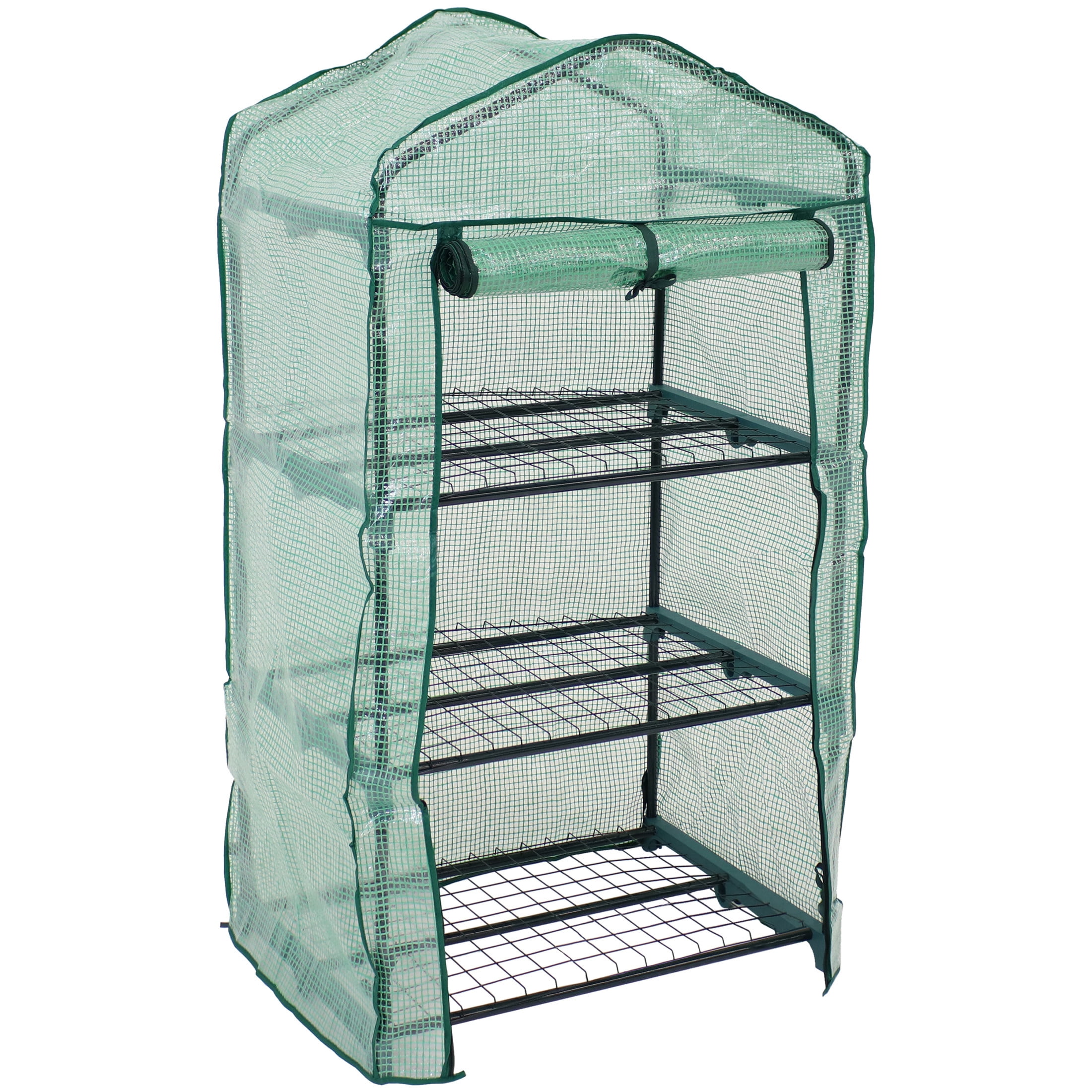 Sunnydaze 2' x 1.5' x 4' Outdoor Portable 3-Tier Mini Greenhouse, Green Cover