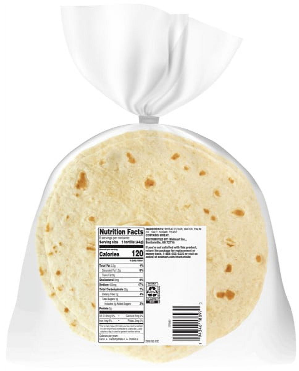 Marketside Authentic 6 Ingredient Flour Tortillas, Soft Taco, 8 Count