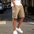 thumbnail image 2 of LiuXxxx Casual Cargo Shorts with Multiple Pockets for Athletic Hiking Training Outdoor Sports Lightweight Breathable Elastic Waist Summer Khaki M, 2 of 5